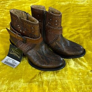 NWT J.B. Dillon Reserve Python Cowboy ankle boots